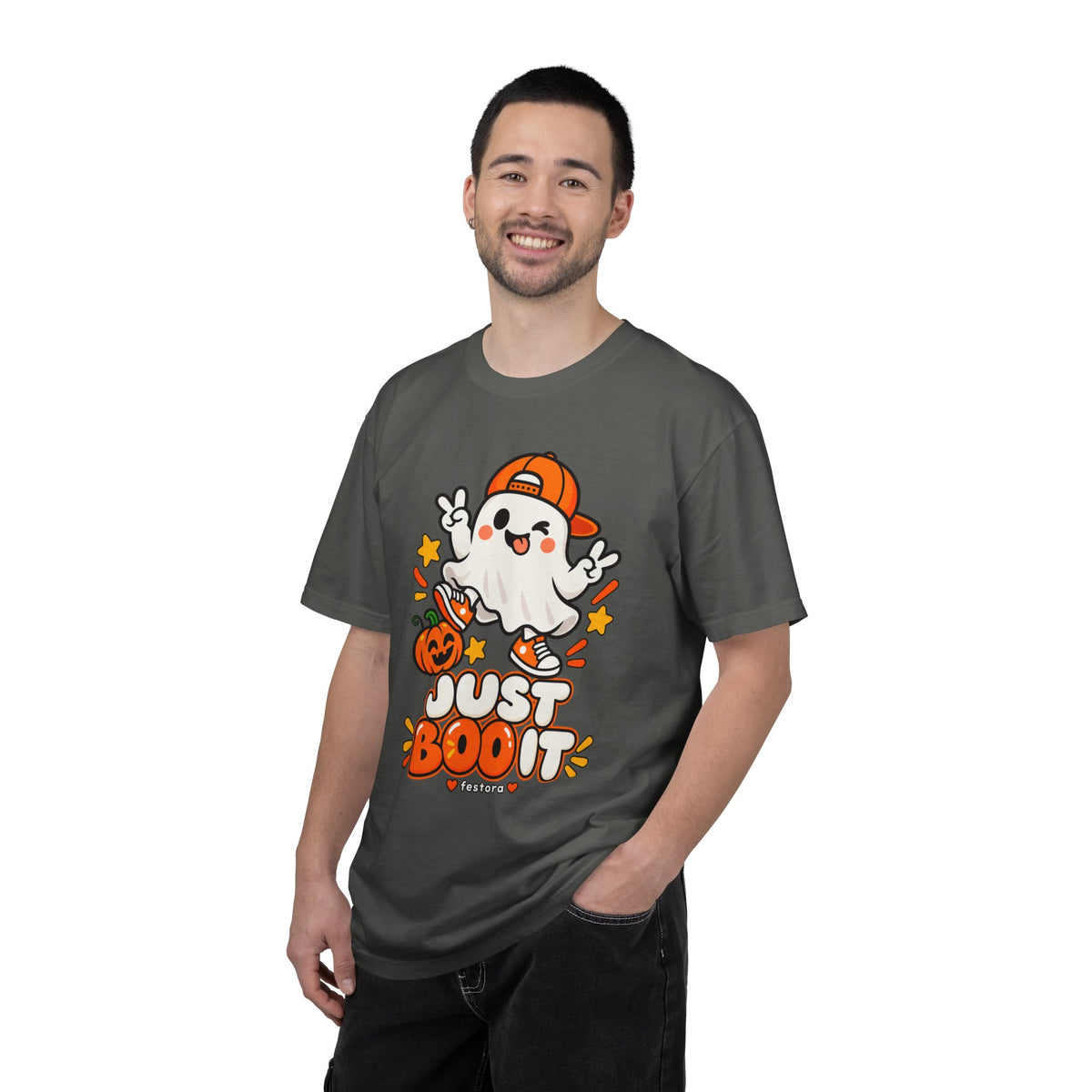 Just Boo It Halloween T-Shirt | Cute Skater Ghost Graphic Tee