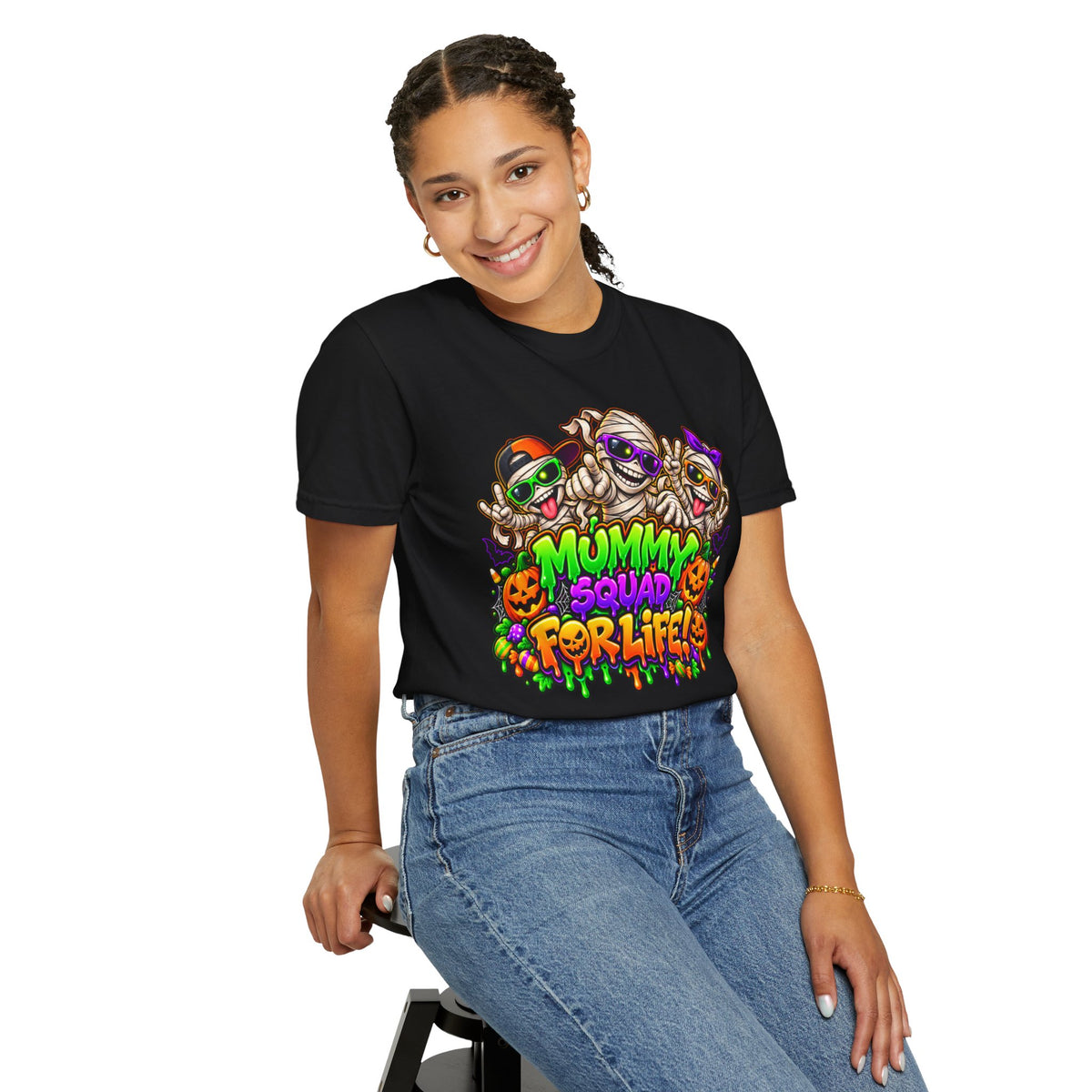 Mummy Squad For Life Halloween T-Shirt – Funny Colorful Mummy Graphic Tee