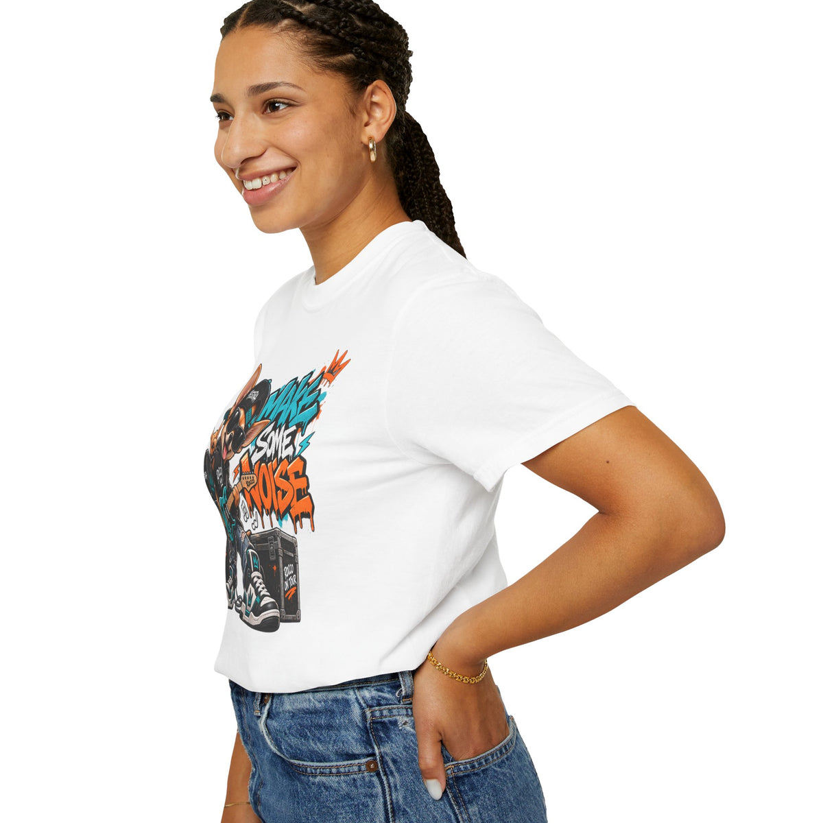Make Some Noise Rocco Graphic T-Shirt — Streetwear Rock Dog Tee