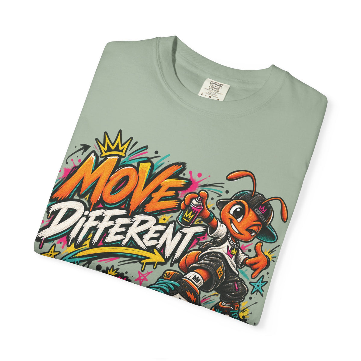 Move Different Graphic T-Shirt — Streetwear Skate Ant Mascot Design