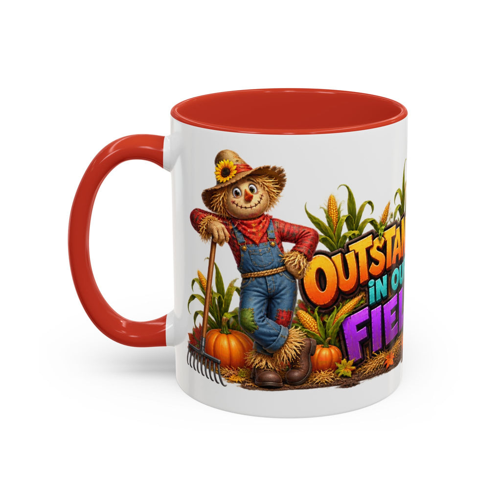 Outstanding in Our Field Funny Scarecrow Halloween White Mug