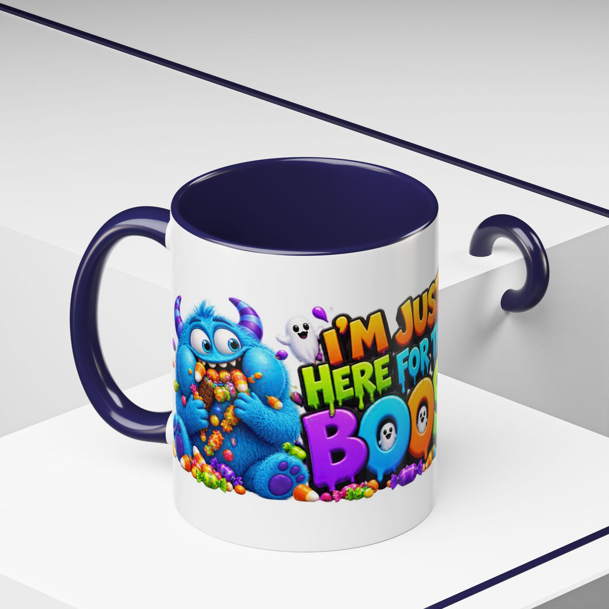 I’m Just Here for the Boos Funny Halloween Monster White Mug