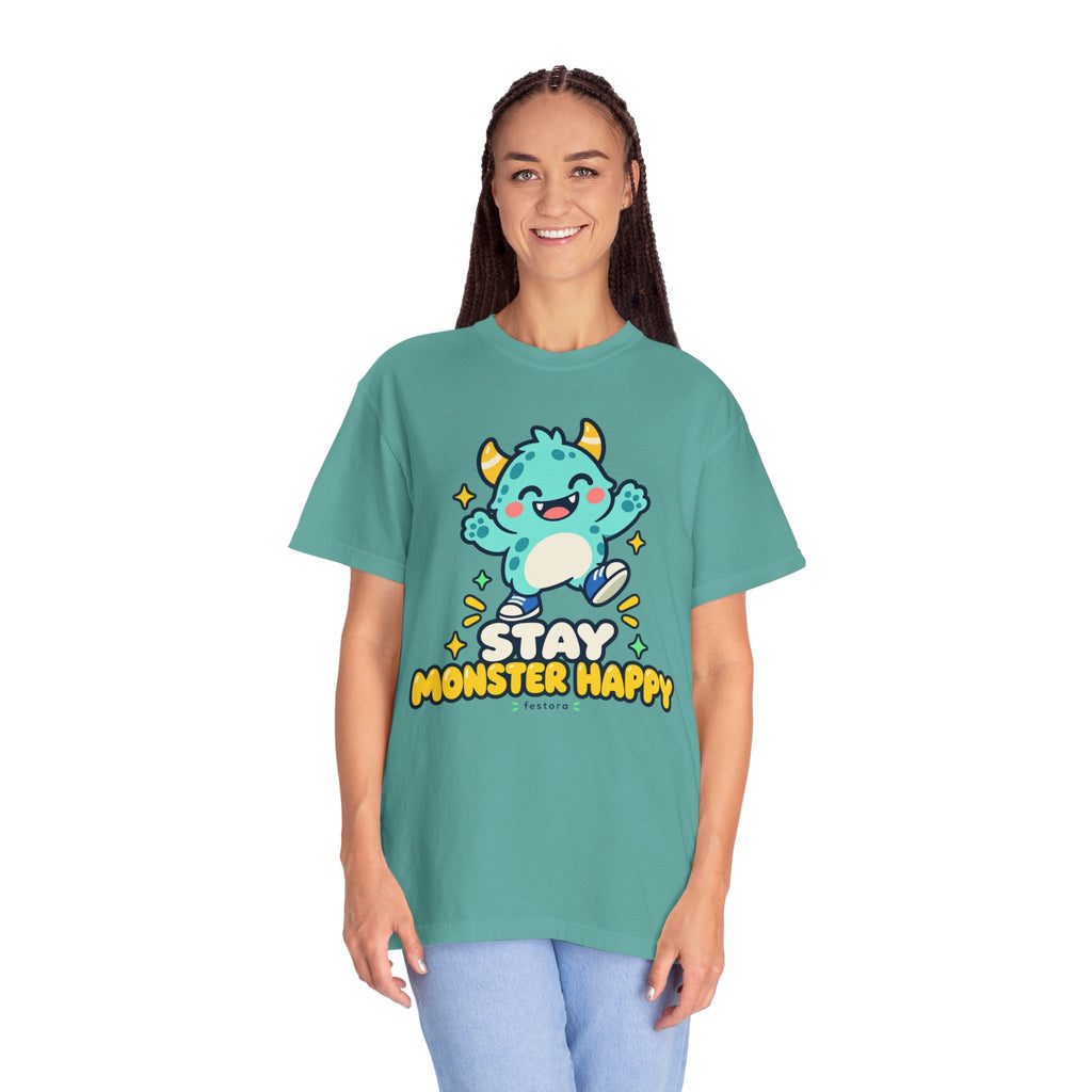 Stay Monster Happy – Cute Monster Graphic T-Shirt