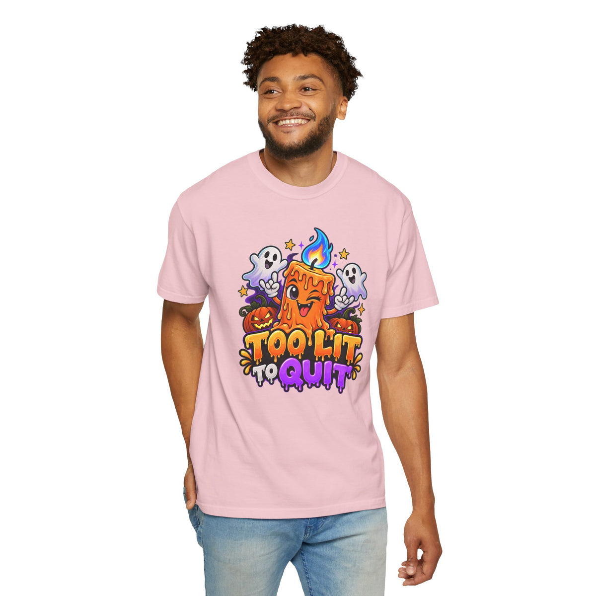 Too Lit to Quit – Funny Halloween Candle T-Shirt