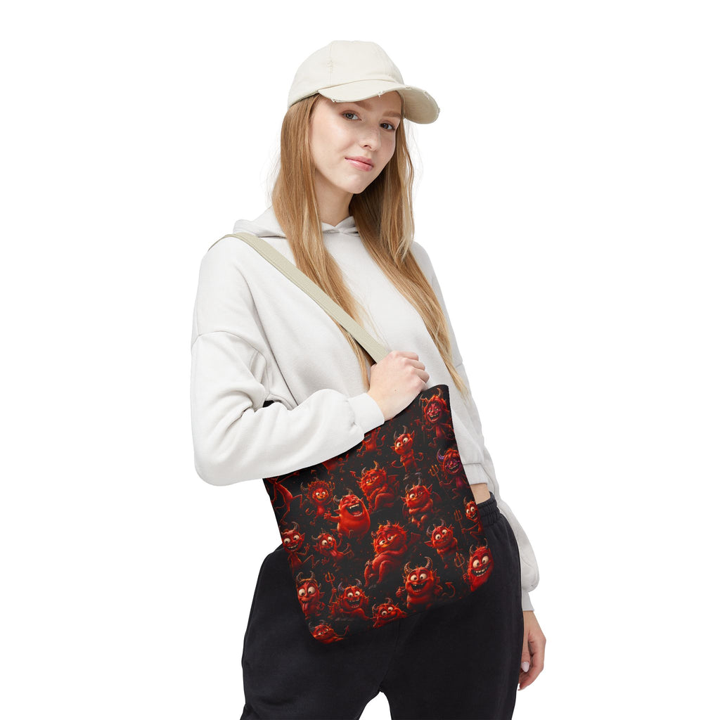 Funny Red Devils Tote Bag - Cute Mischievous Demon All-Over Print