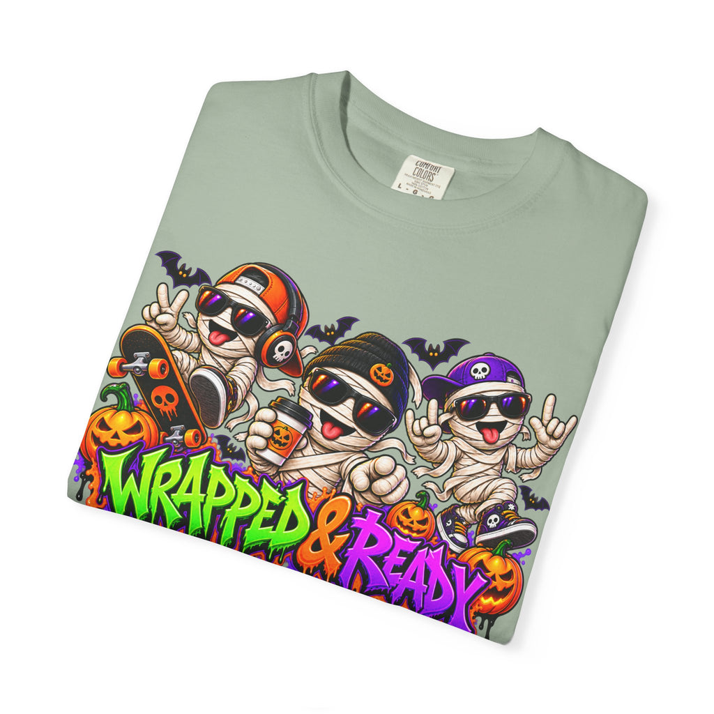 Wrapped & Ready – Halloween Mummy Crew Graphic T-Shirt