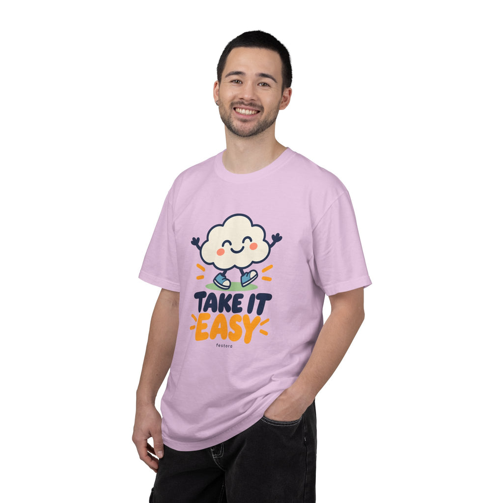 Take It Easy – Happy Cloud Graphic T-Shirt | Festora Everyday