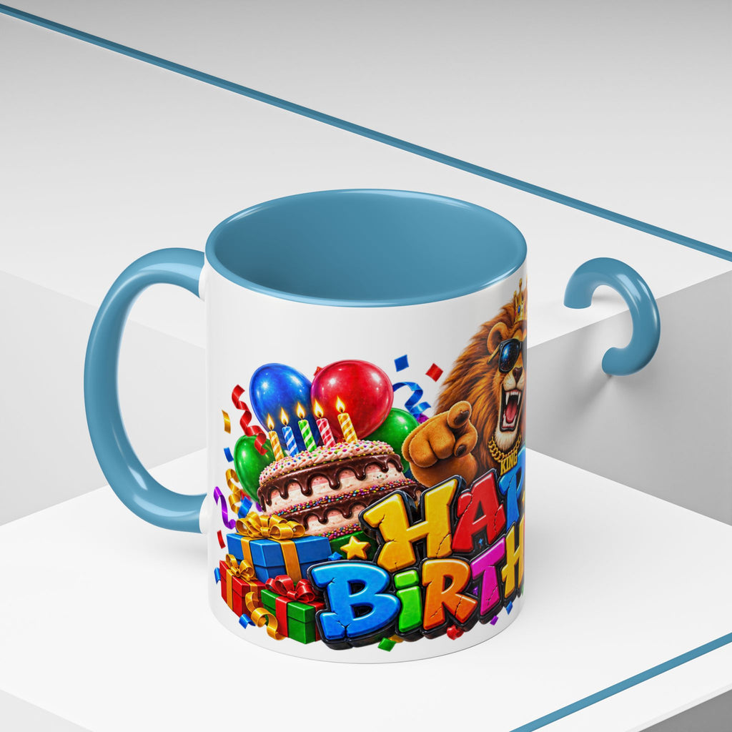 Lion Happy Birthday Mug – Colorful 3D King Celebration Design