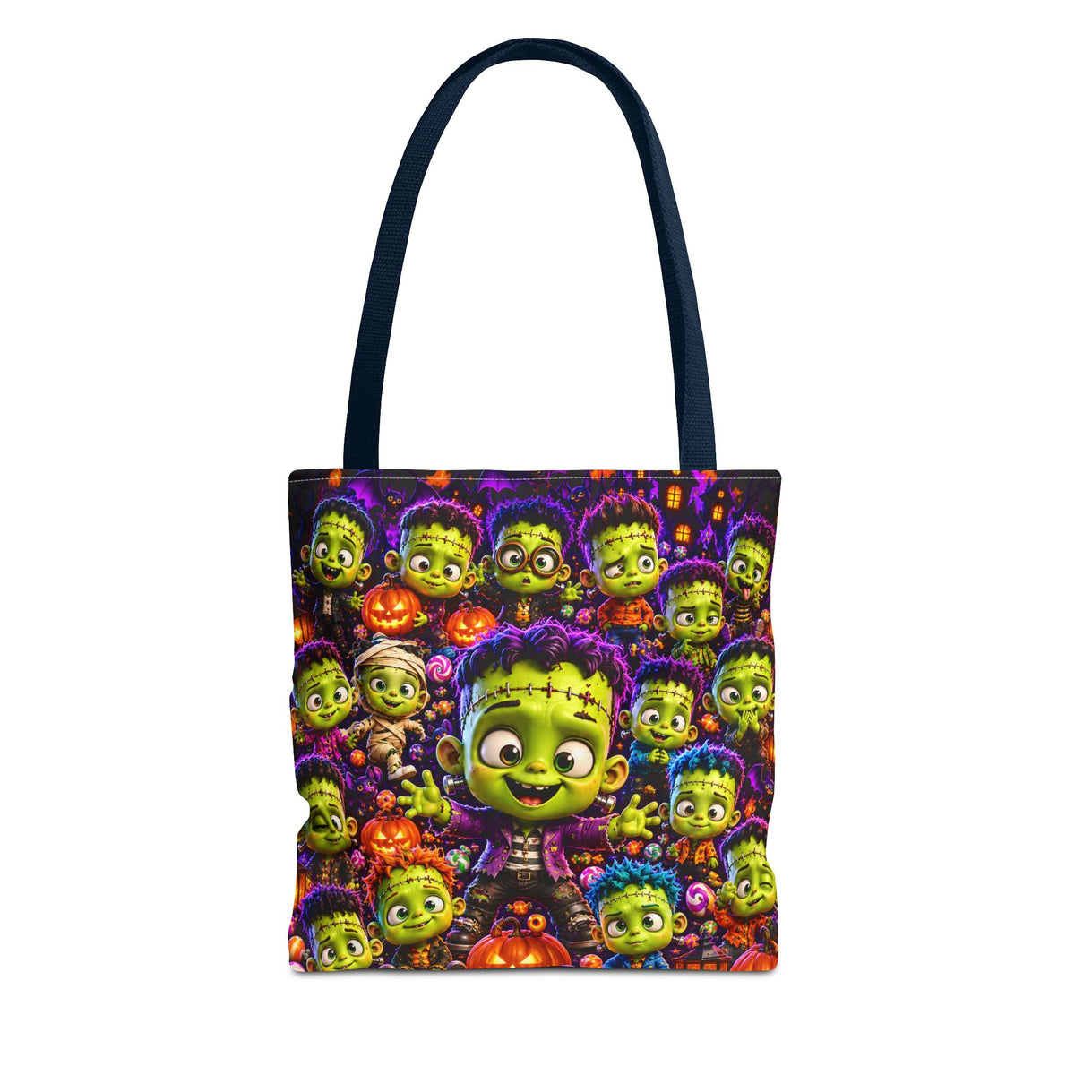 FestoraShop Funny Frankis Halloween Tote Bag - Cute 3D Monsters & Pumpkins