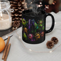Monster Lab Black Mug — Colorful Cute Monsters Wraparound Cup (11oz/15oz)