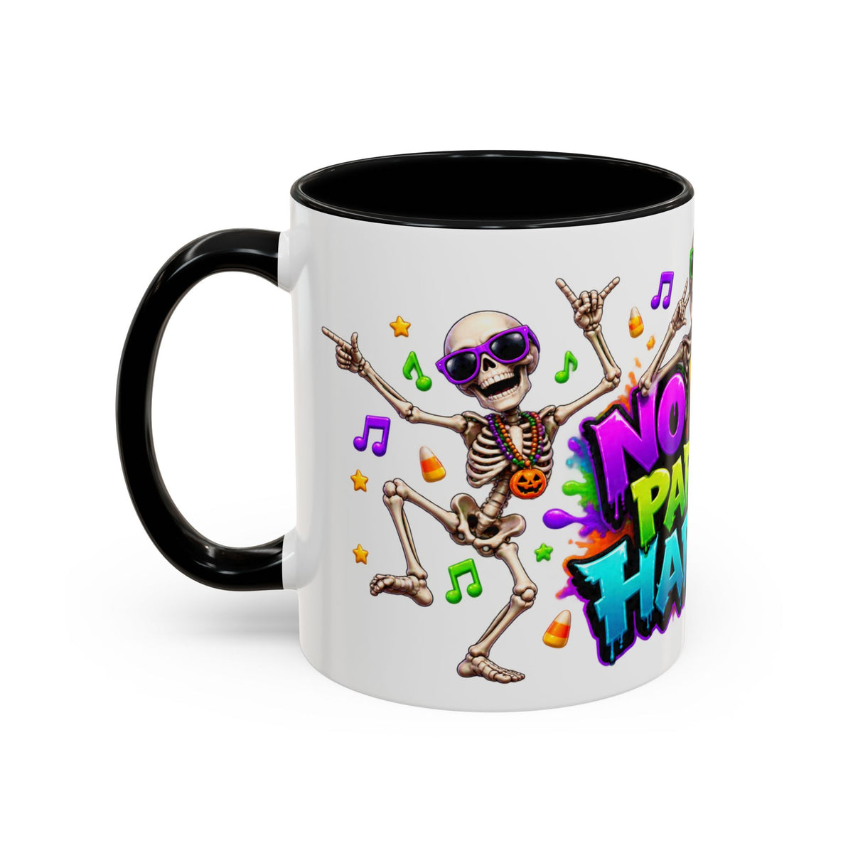No Body Parties Harder Halloween Skeleton Party White Mug