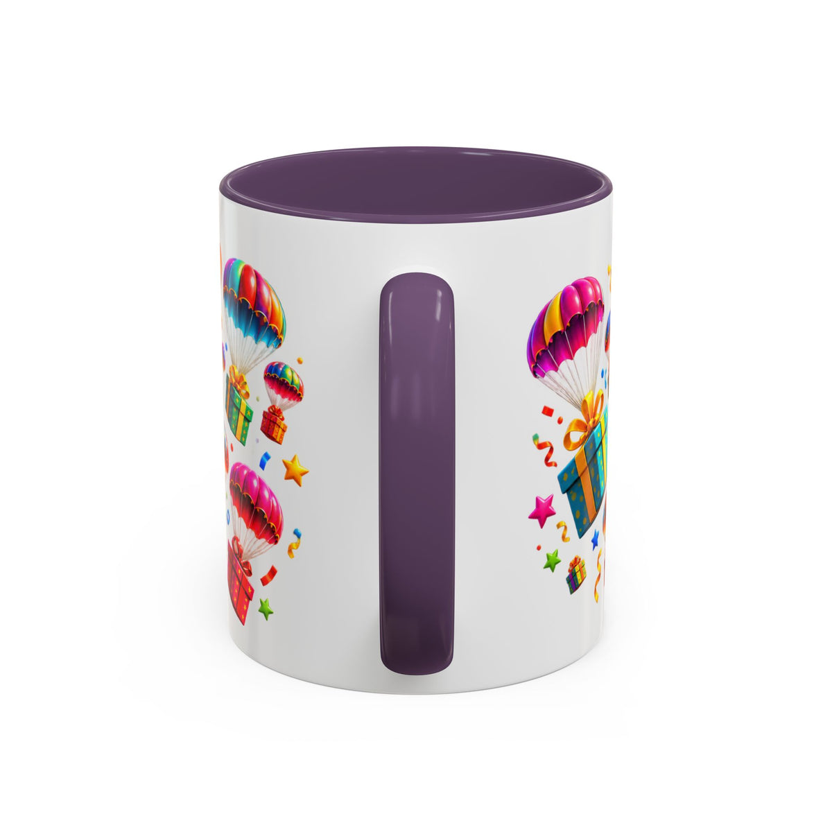 Birthday Gifts Coffee Mug — "It's Raining Birthday Gifts!" Colorful Accent Mug
