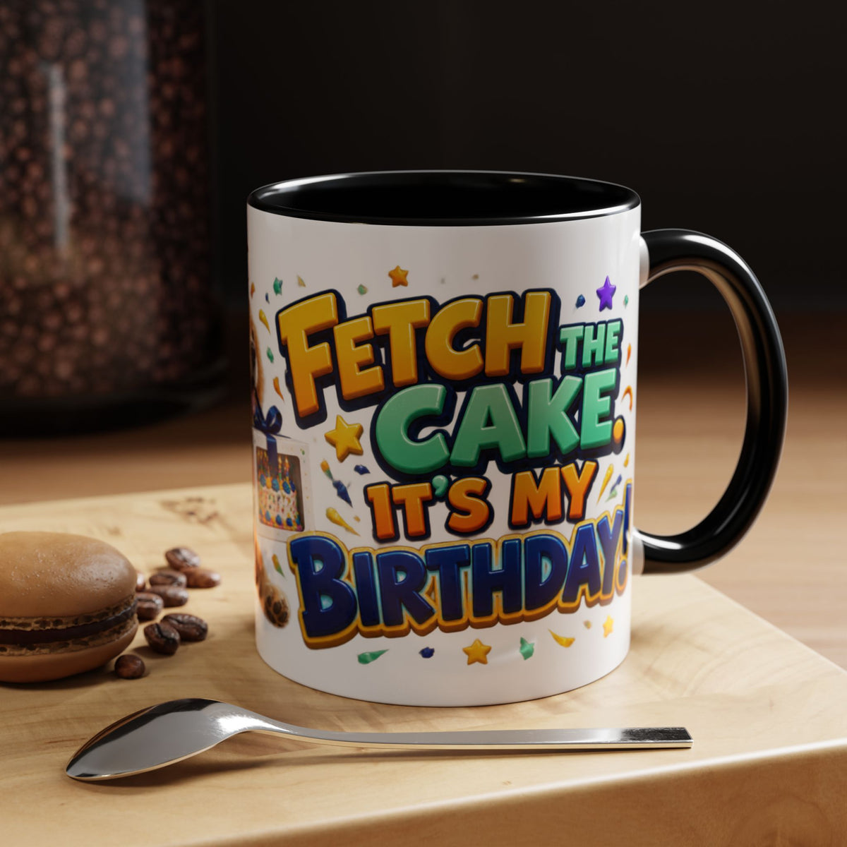 Fetch the Cake Golden Retriever Birthday White Mug
