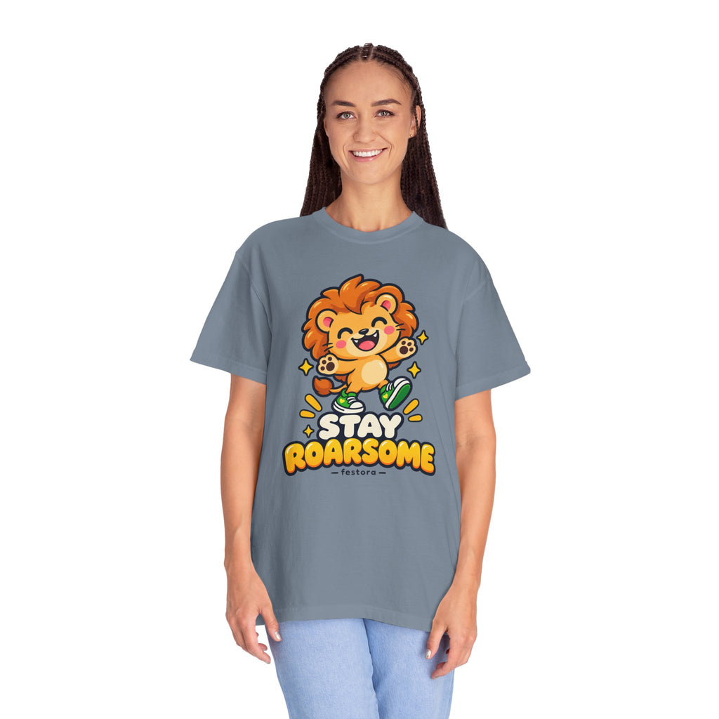 Stay Roarsome – Cute Happy Lion Graphic T-Shirt