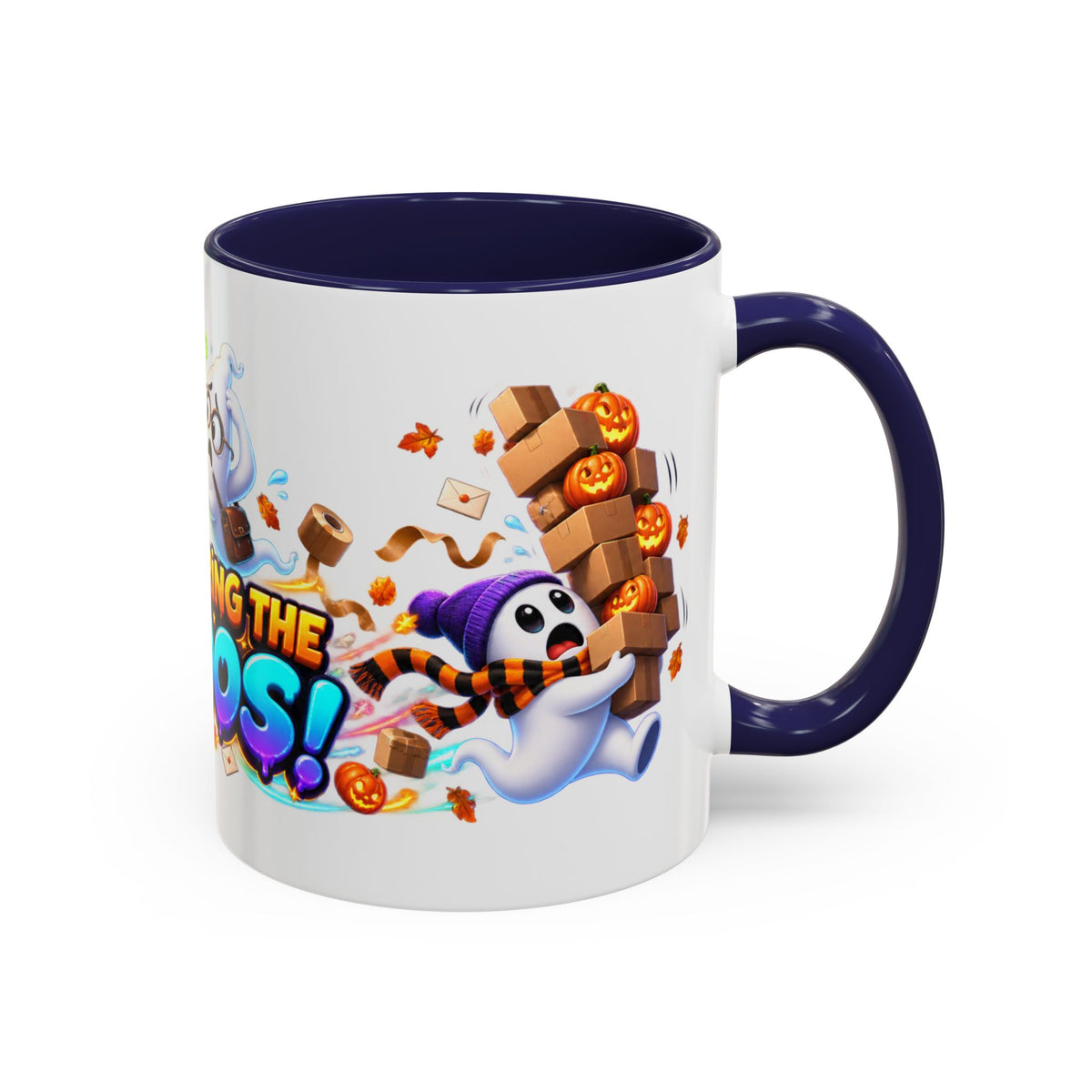 Delivering the Boos Ghost Delivery Halloween White Mug