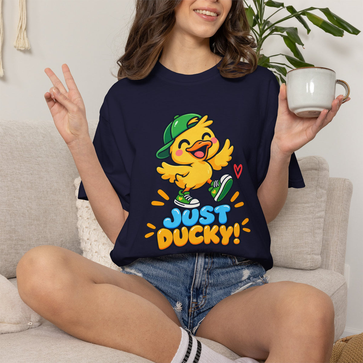 Just Ducky! – Cute Happy Duck Graphic T-Shirt