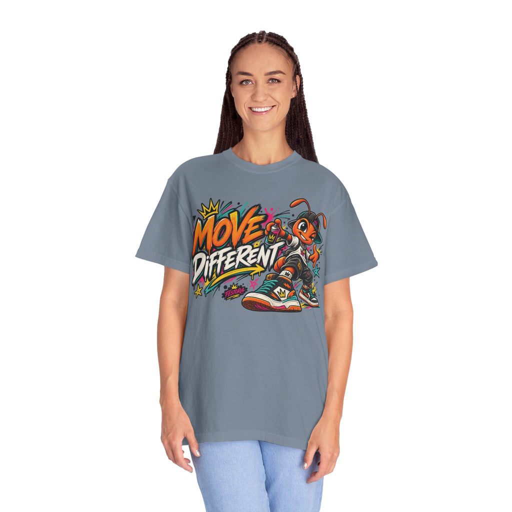 Move Different Graphic T-Shirt — Streetwear Skate Ant Mascot Design