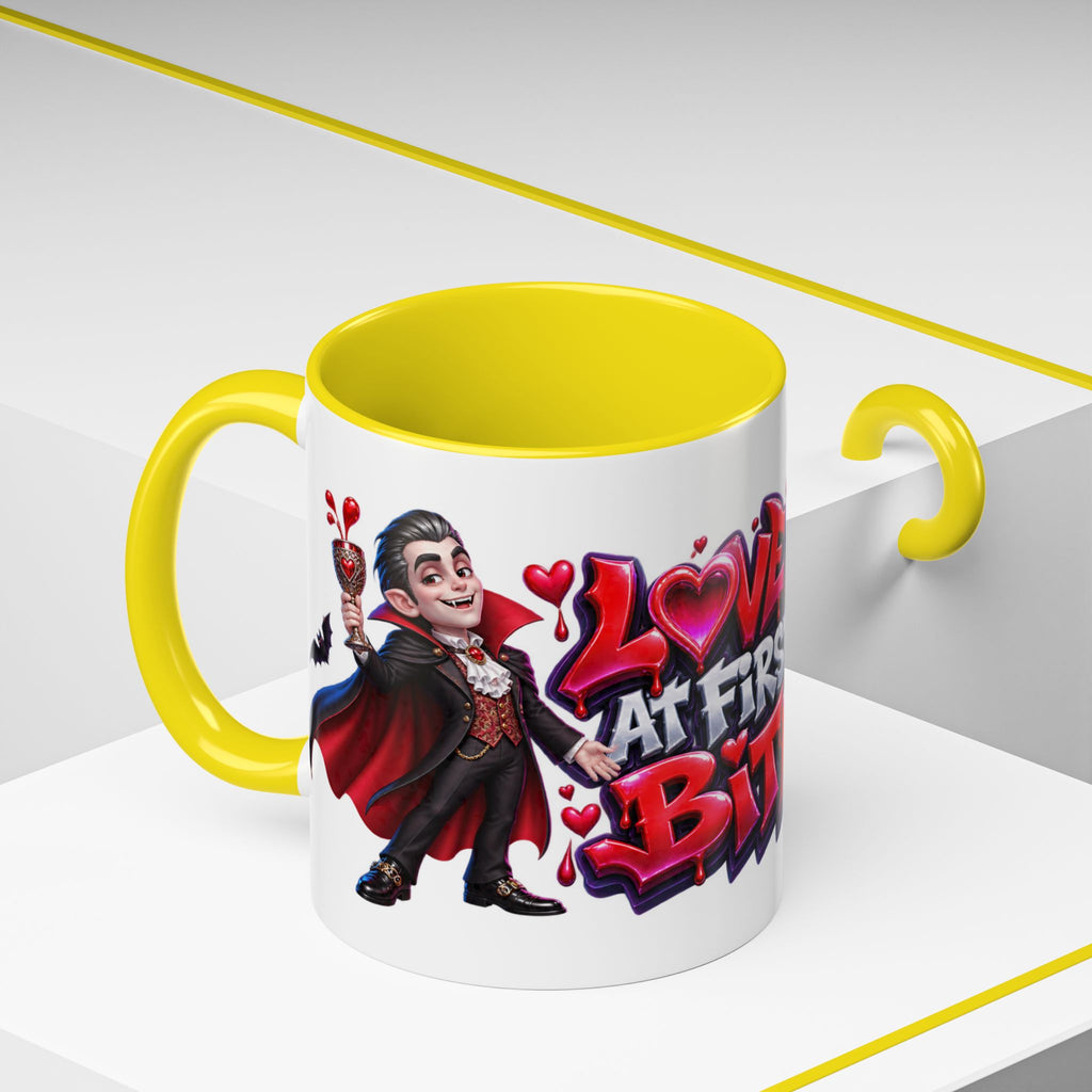 Love at First Bite Funny Vampire Halloween White Mug