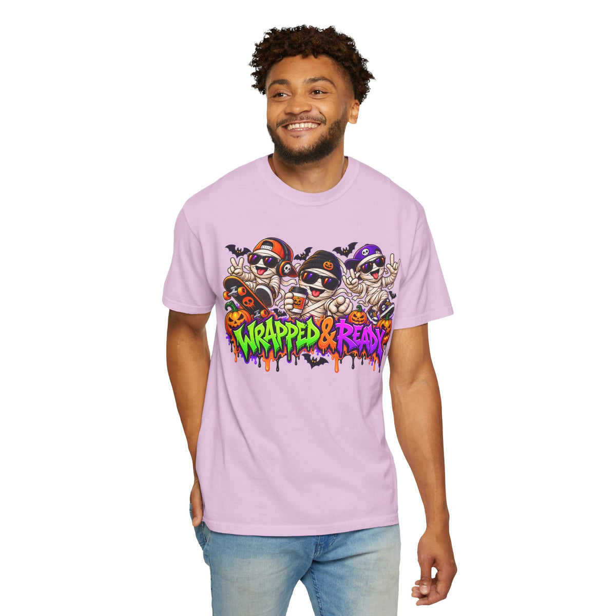 Wrapped & Ready – Halloween Mummy Crew Graphic T-Shirt