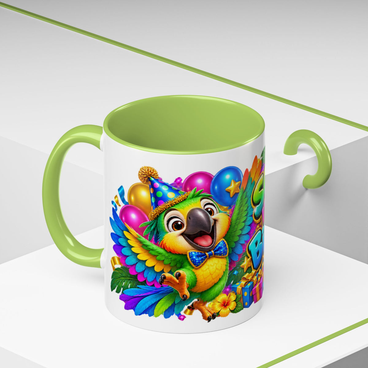 Squawk! It’s Your Birthday White Mug – Cute Parrot Birthday Cup, Colorful Tropical Party Gift