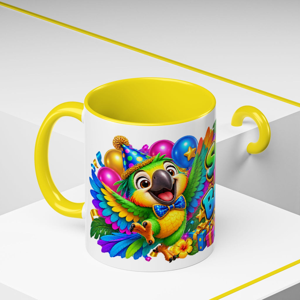 Squawk! It’s Your Birthday White Mug – Cute Parrot Birthday Cup, Colorful Tropical Party Gift