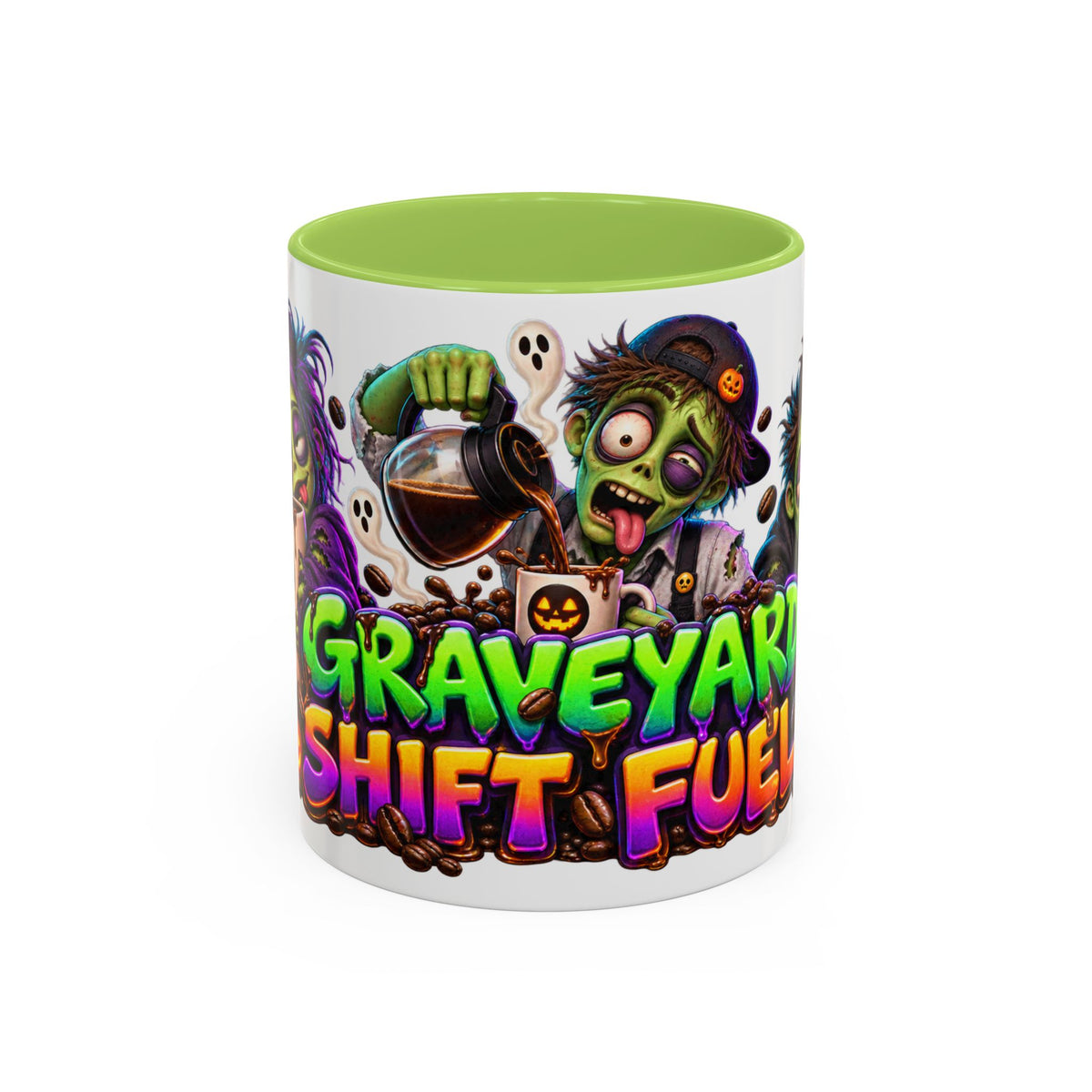 Graveyard Shift Fuel Coffee Zombies Halloween White Mug