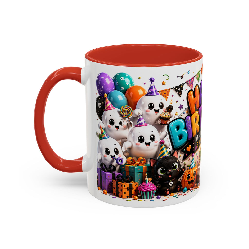 Happy Birthday Accent Coffee Mug — Colorful 3D Birthday Party Design (11/15oz)