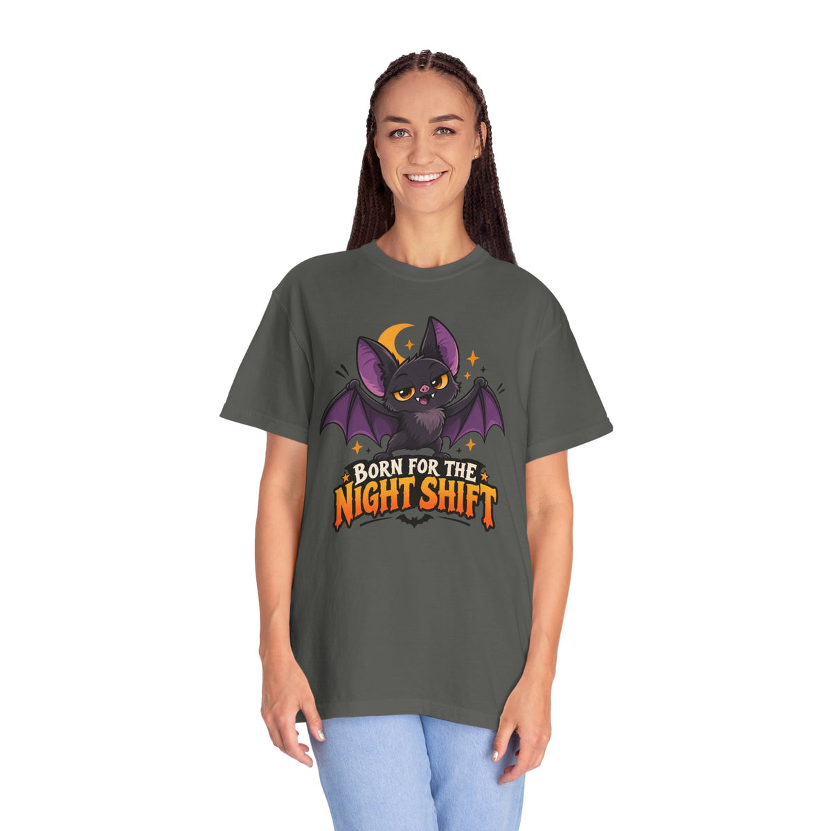 Born for the Night Shift – Cute Halloween Bat T-Shirt