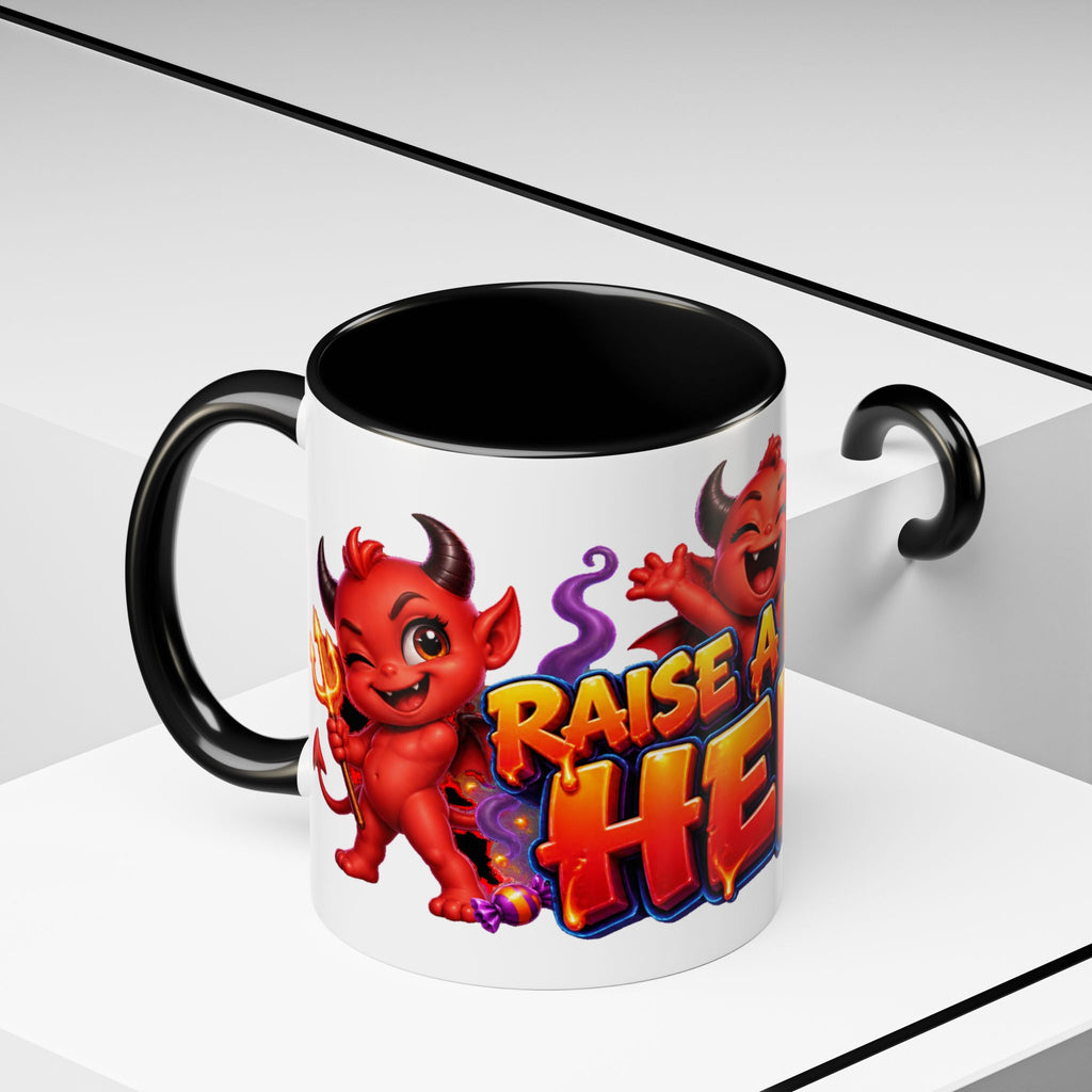 Raise a Little Hell Cute Devils Halloween White Mug