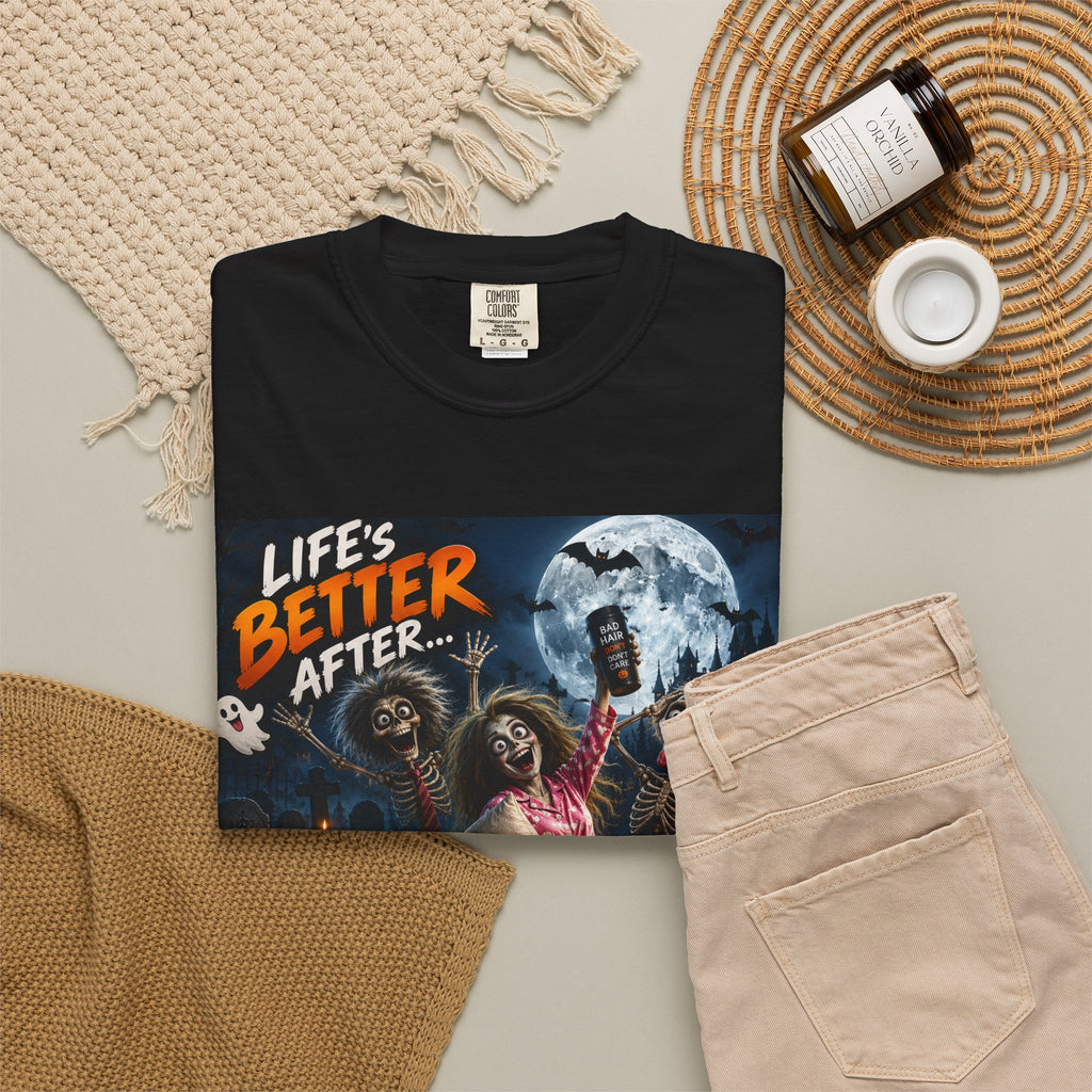 Halloween Zombies T-Shirt — "Life's Better After..." Spooky Pumpkin Graphic Tee