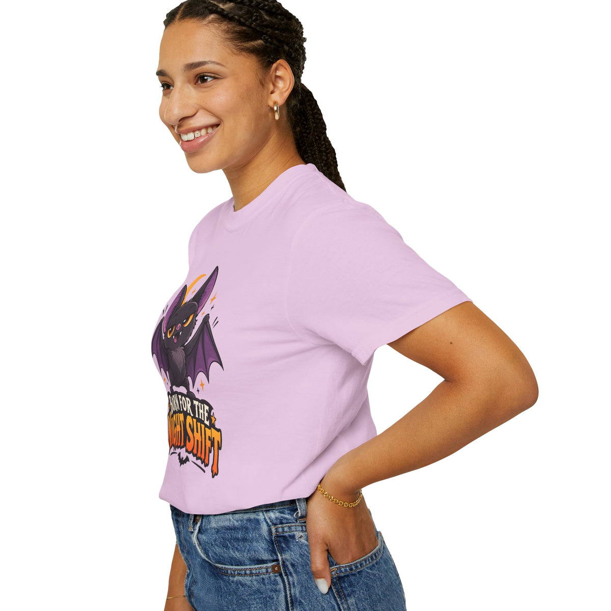 Born for the Night Shift – Cute Halloween Bat T-Shirt