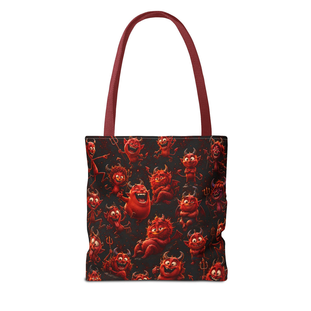 Funny Red Devils Tote Bag - Cute Mischievous Demon All-Over Print
