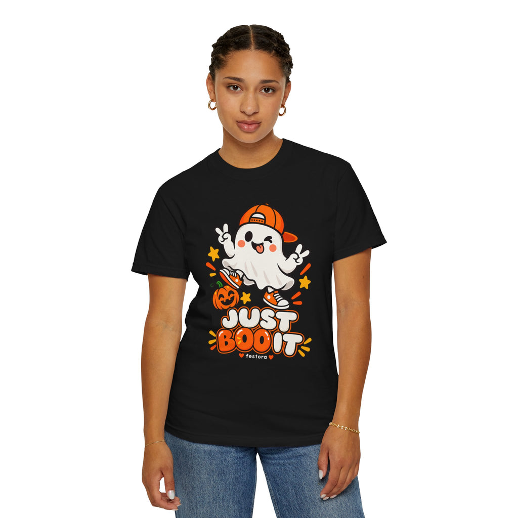 Just Boo It Halloween T-Shirt | Cute Skater Ghost Graphic Tee