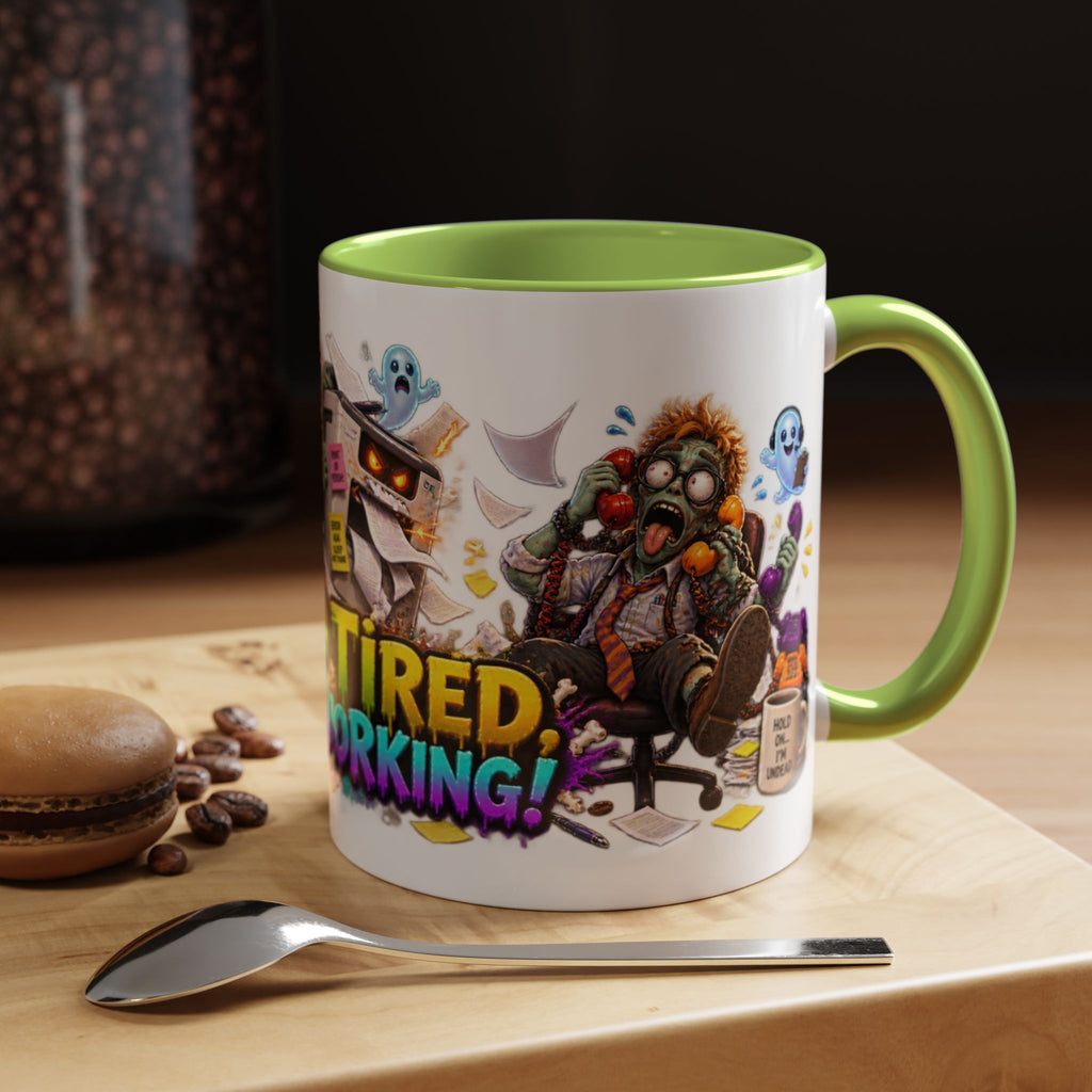Dead Tired Still Working Zombie Office Halloween White Mug