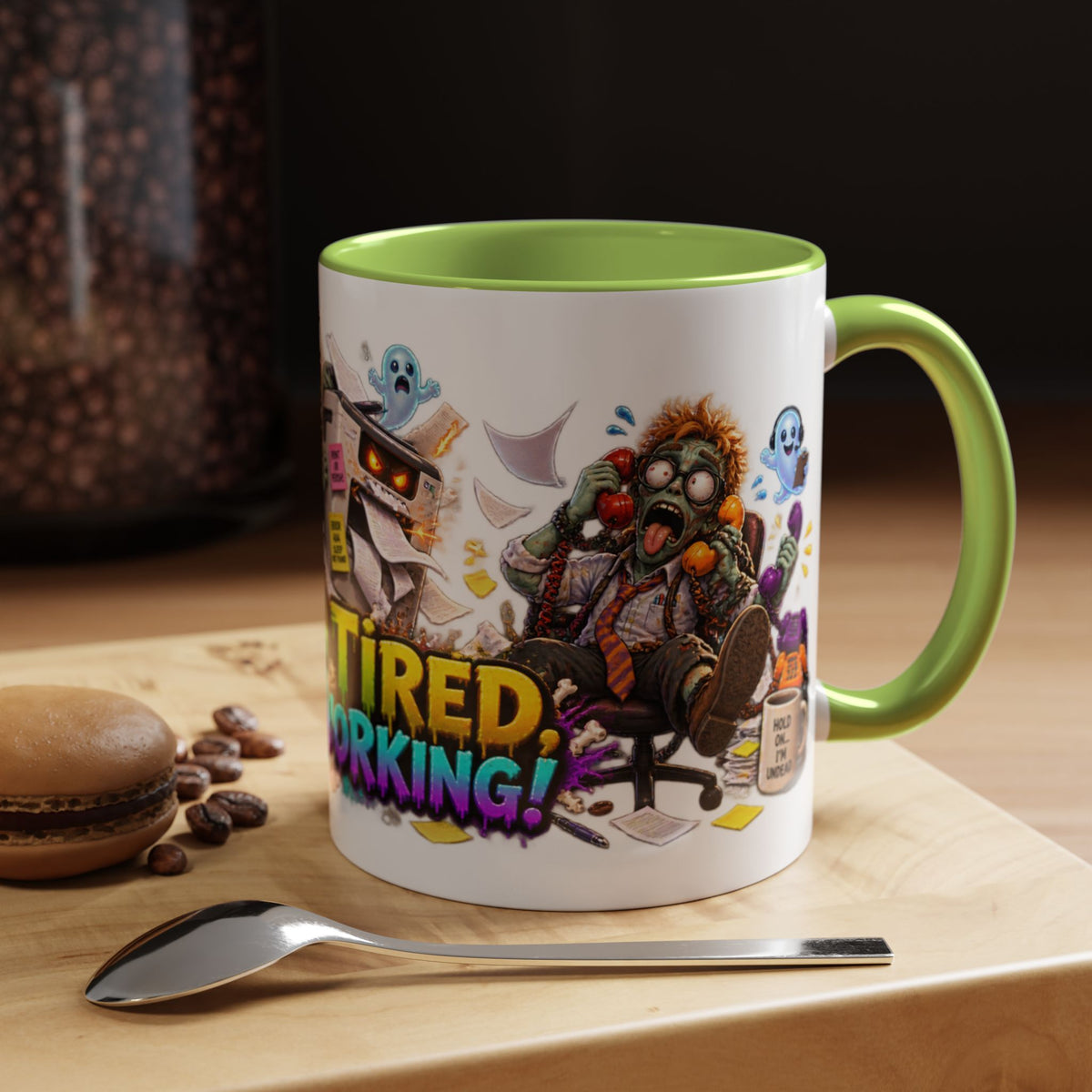 Dead Tired Still Working Zombie Office Halloween White Mug