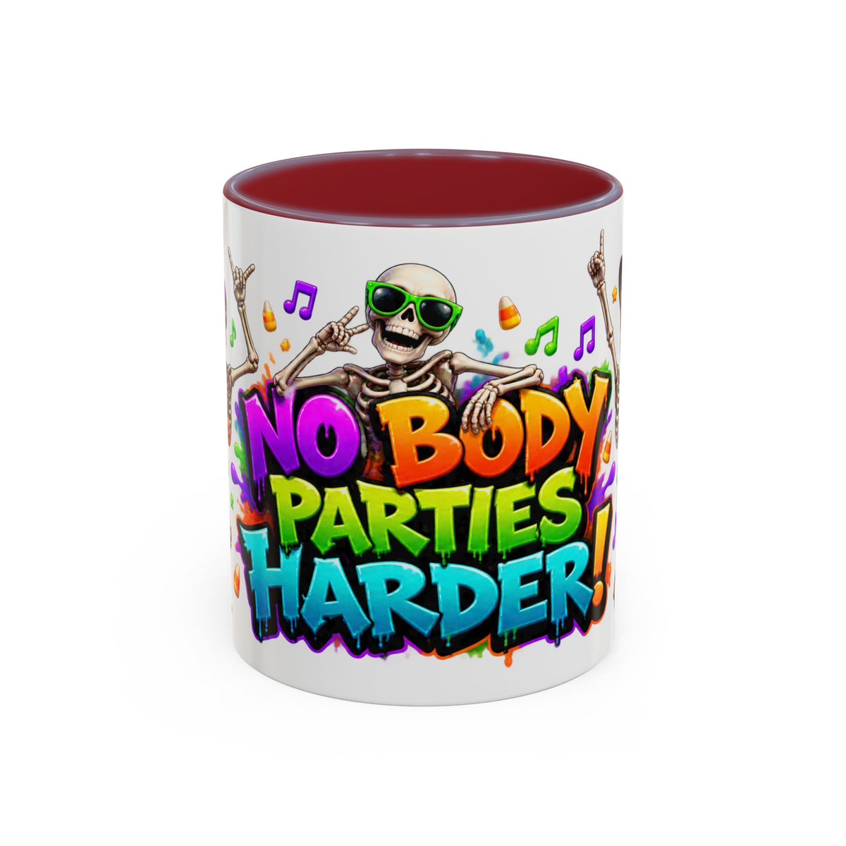 No Body Parties Harder Halloween Skeleton Party White Mug