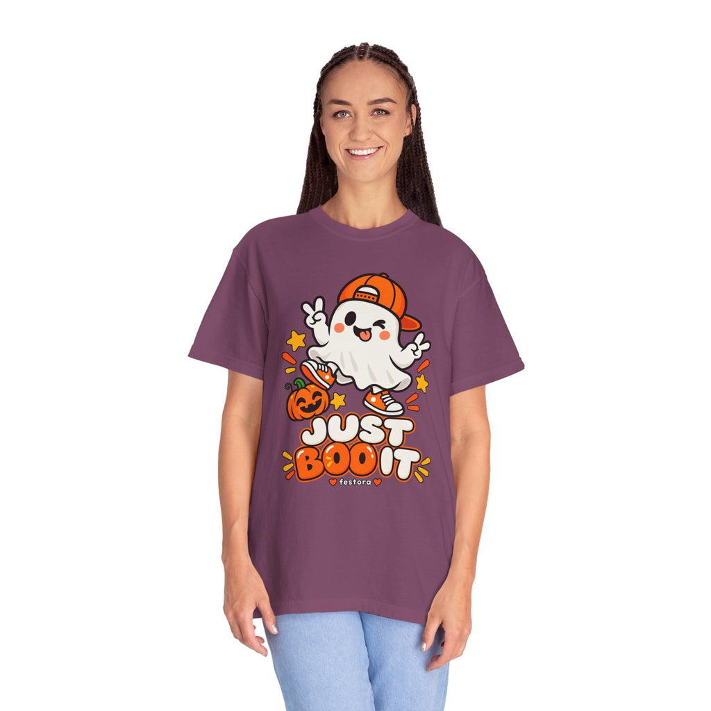 Just Boo It Halloween T-Shirt | Cute Skater Ghost Graphic Tee