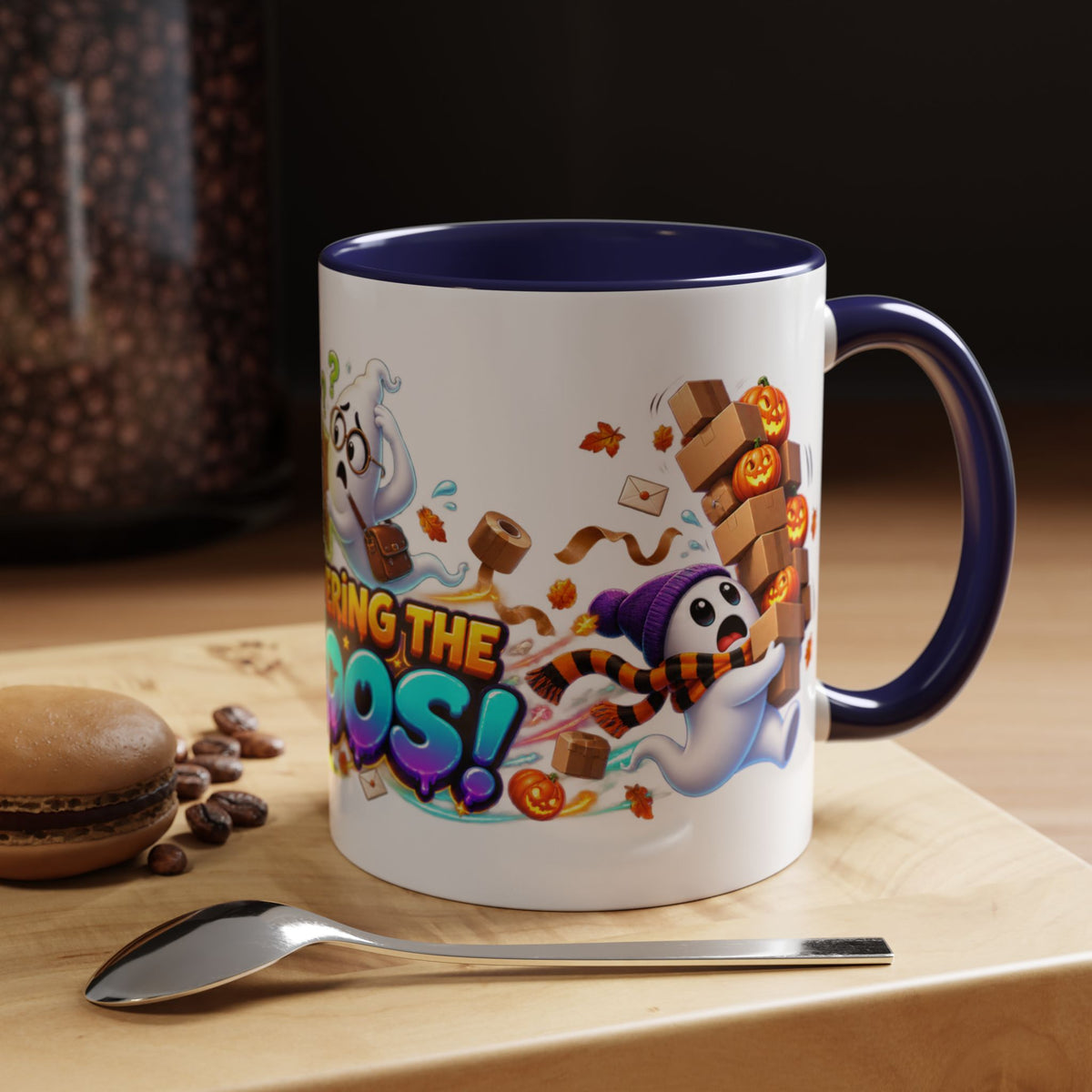 Delivering the Boos Ghost Delivery Halloween White Mug