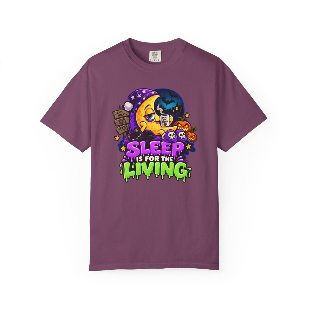 Sleep Is for the Living – Funny Halloween Moon T-Shirt