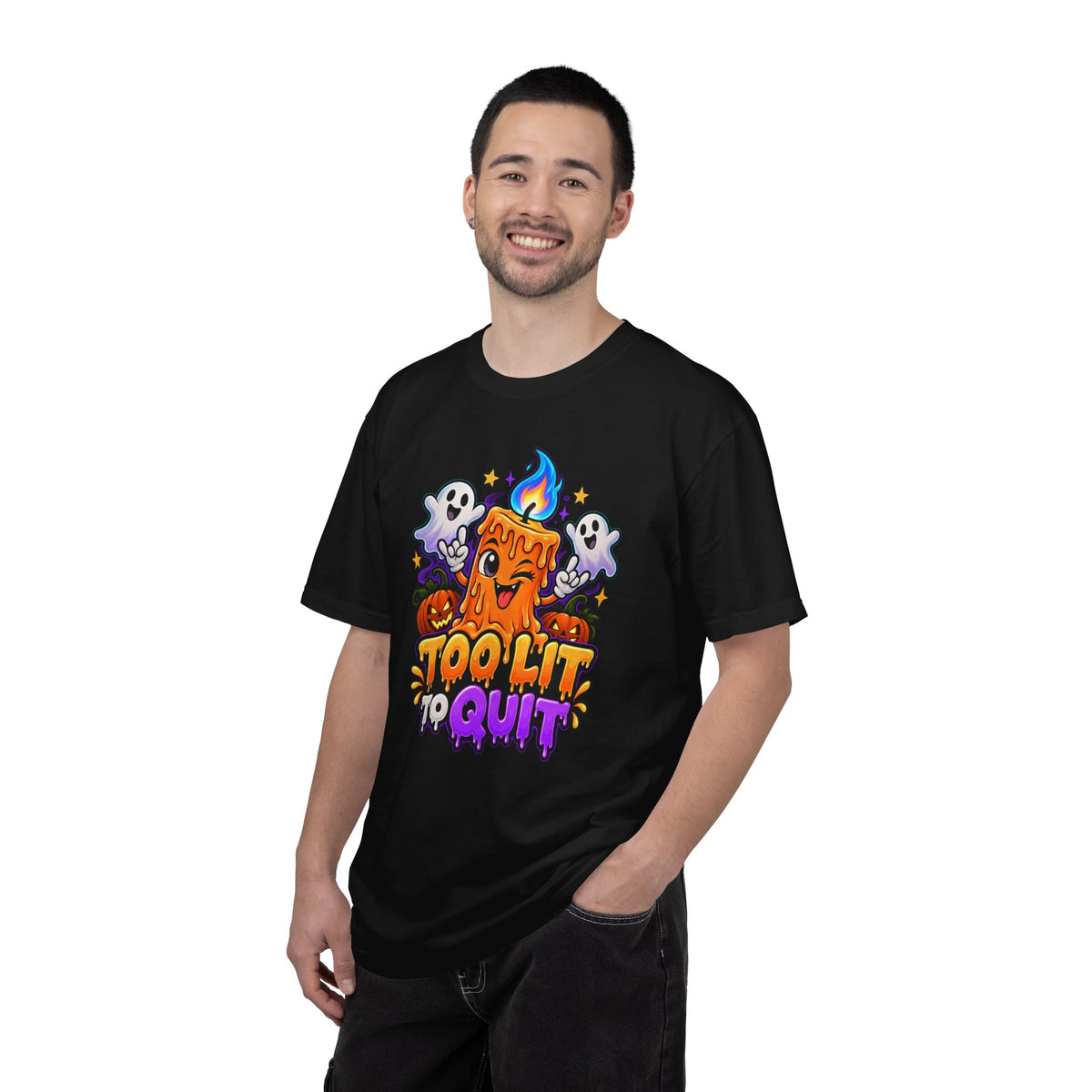Too Lit to Quit – Funny Halloween Candle T-Shirt