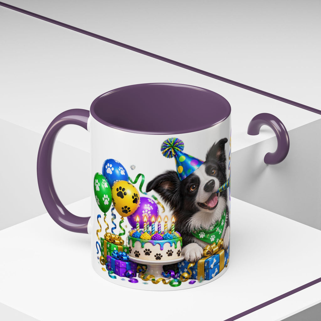 Herd the Crew Border Collie Birthday White Mug