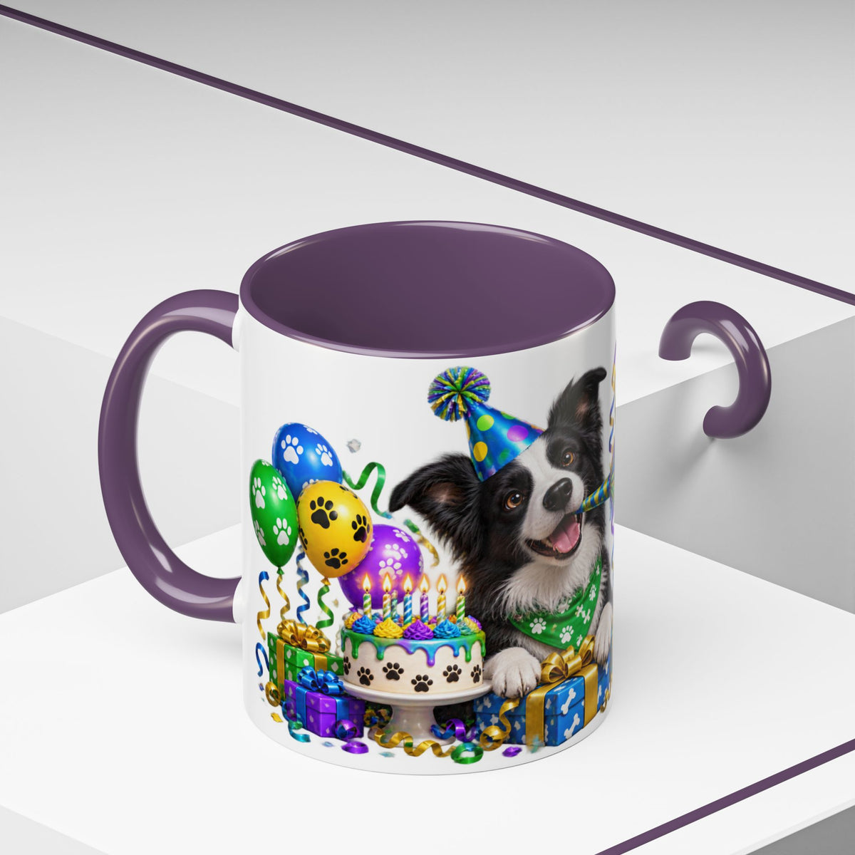 Herd the Crew Border Collie Birthday White Mug