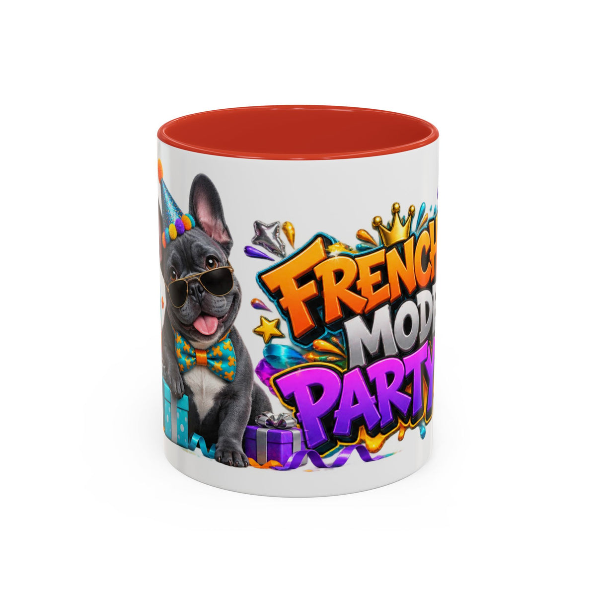 Frenchie Mode Party On French Bulldog Birthday White Mug