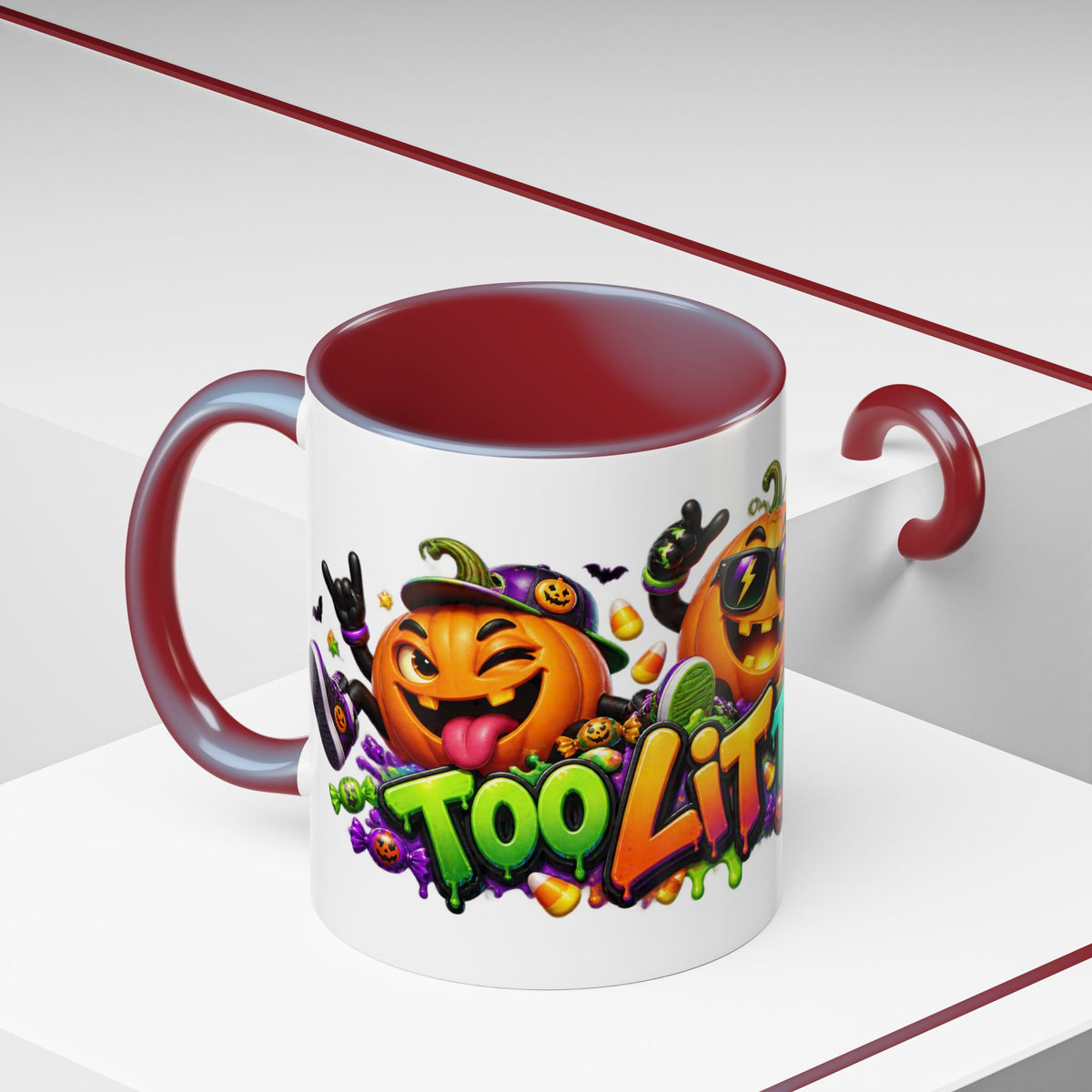 Too Lit to Quit Halloween Pumpkin Party White Mug