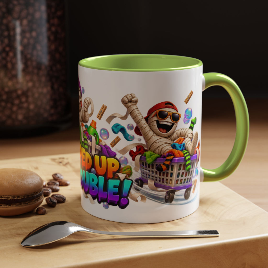 Wrapped Up in Trouble Mummy Halloween White Mug