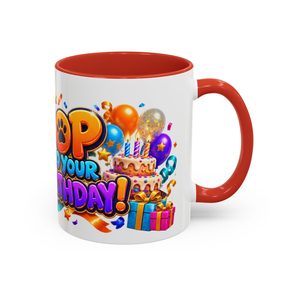 Hop Into Your Birthday White Mug – Cute Kangaroo Birthday Cup, Colorful Fun Party Gift