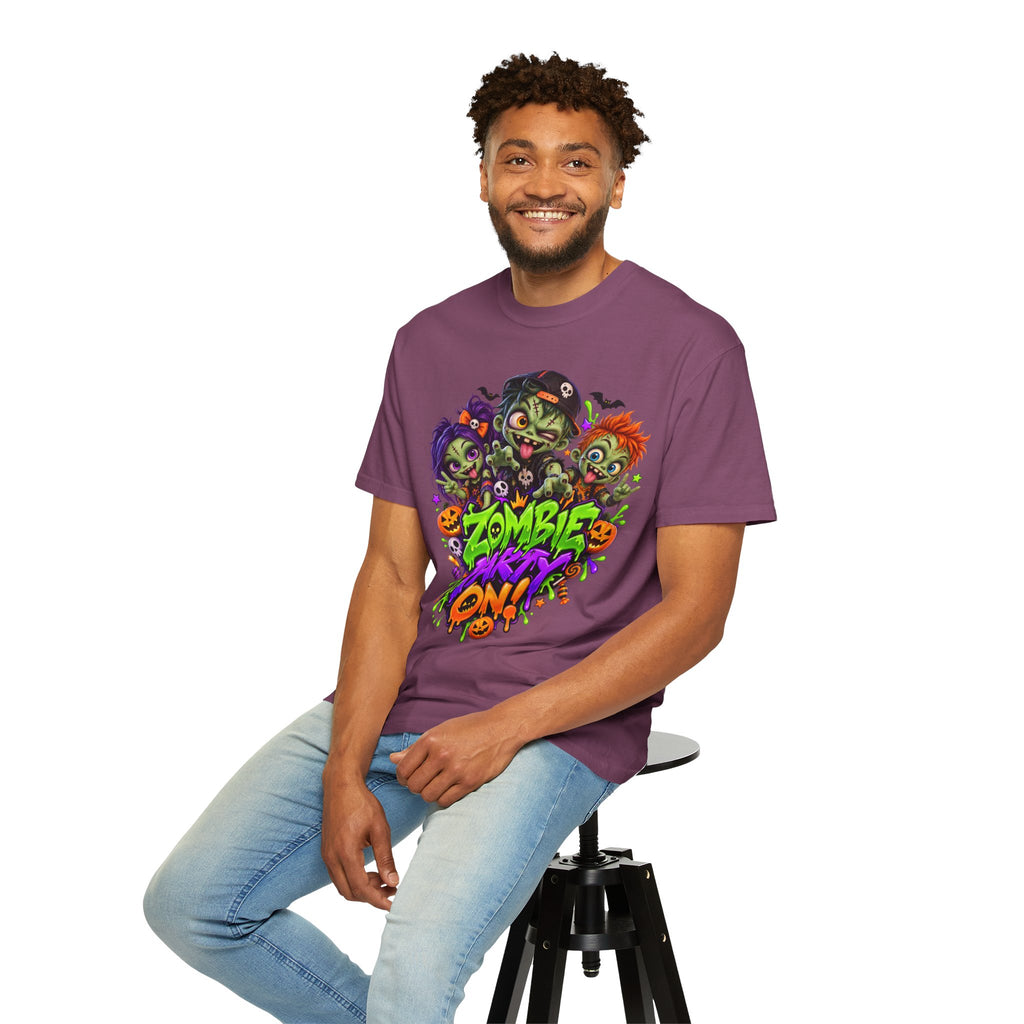 Zombie Party On! – Halloween Zombie Crew Graphic T-Shirt