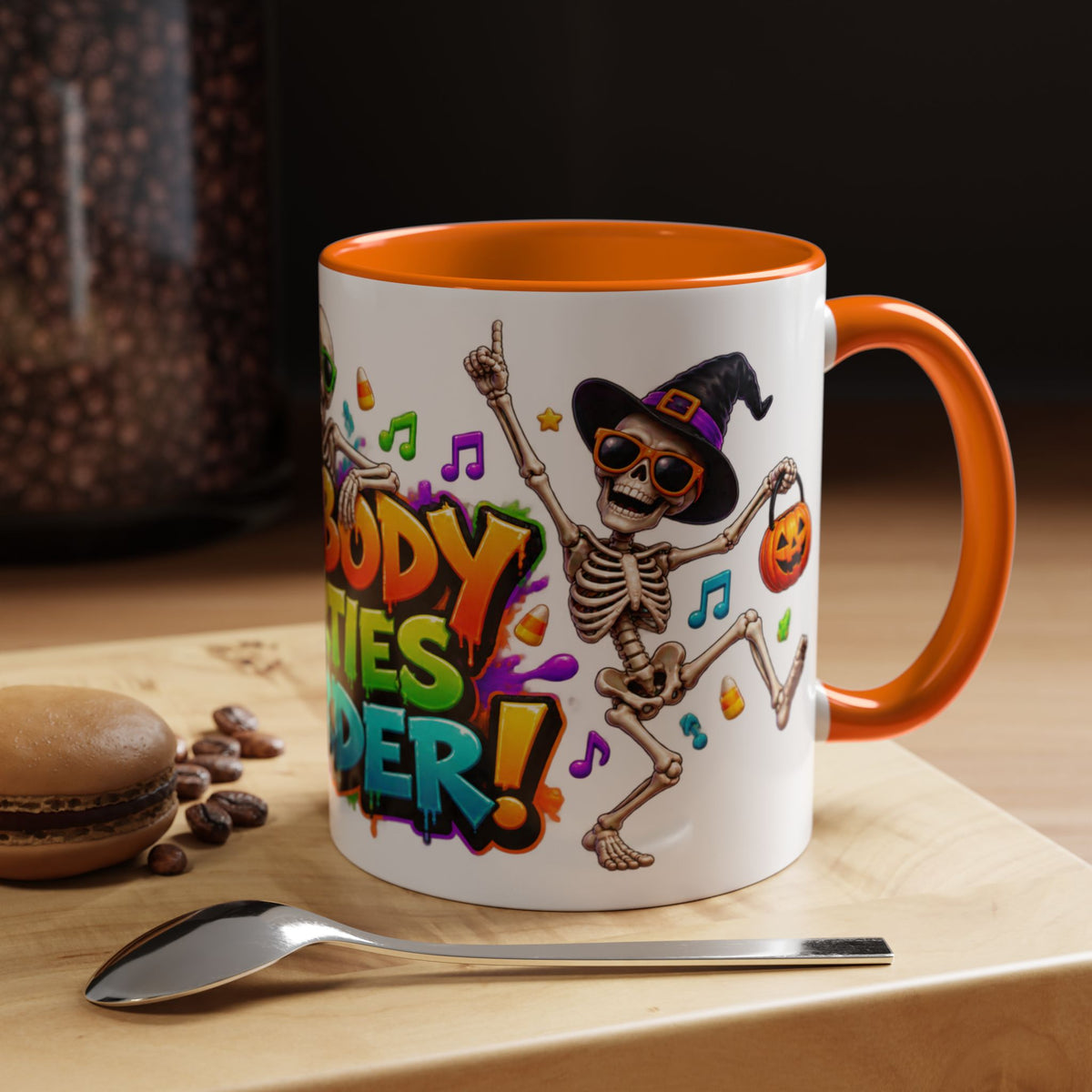No Body Parties Harder Halloween Skeleton Party White Mug