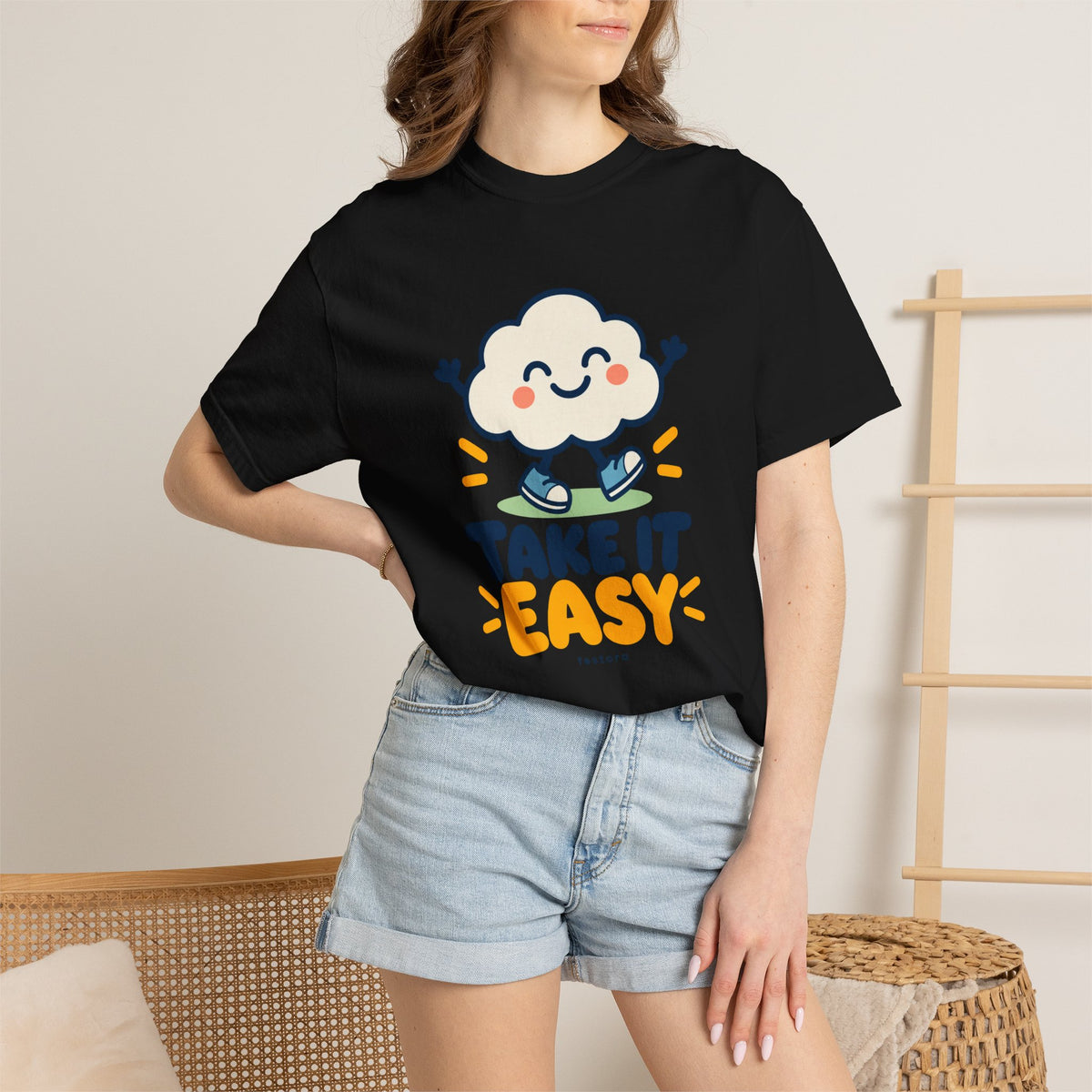 Take It Easy – Happy Cloud Graphic T-Shirt | Festora Everyday