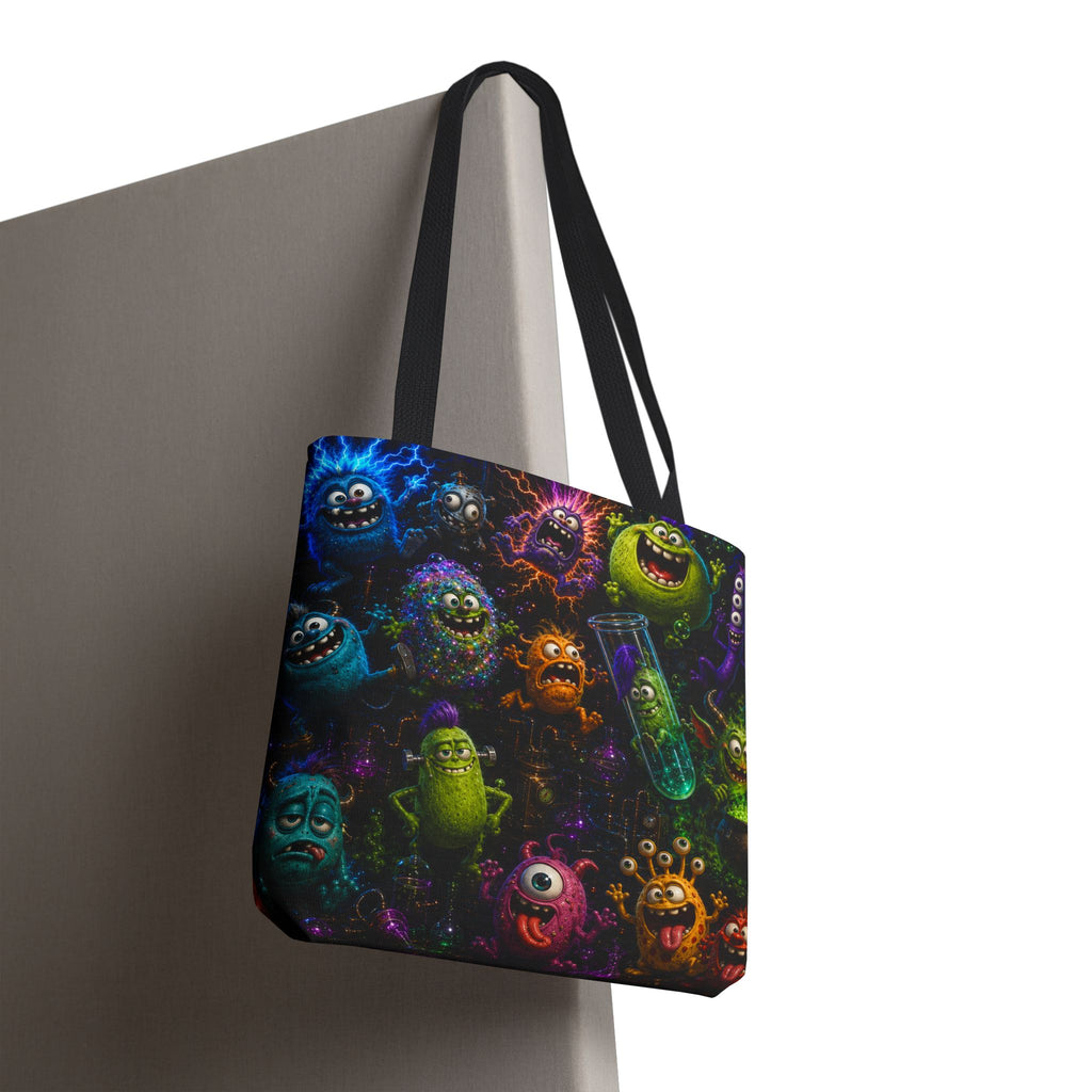 Mad Scientist Monsters Tote Bag – Colorful Laboratory Creature All-Over Print